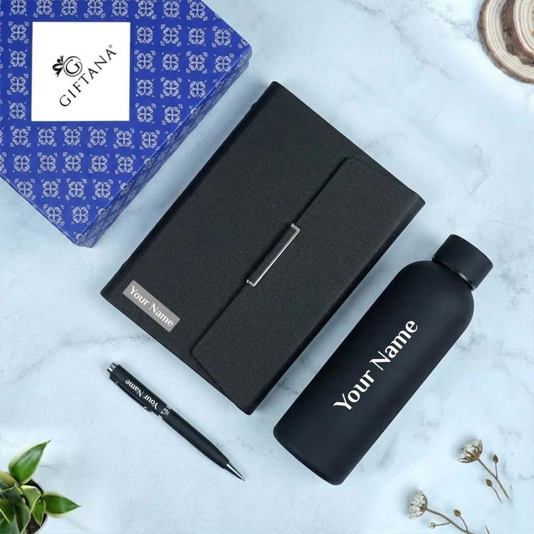 Corporate Office Essentials Gift Set with Diary, Bottle & Pen